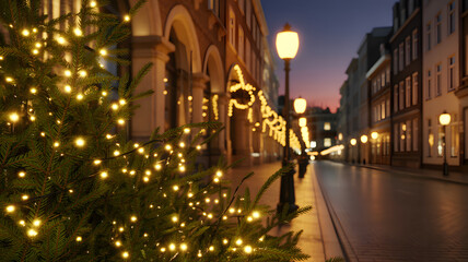 Fototapeta premium Enchanted christmas evening in a european town