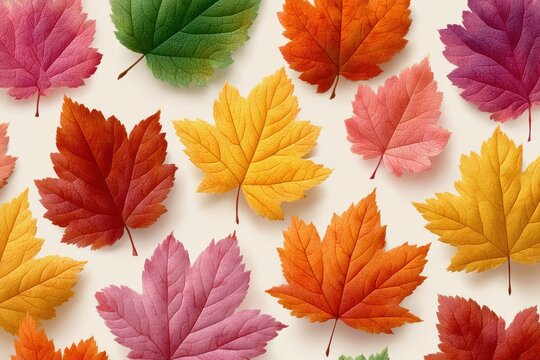 Colorful maple leaves pattern in autumn colors for background and design projects