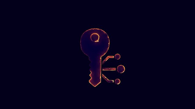 Cryptocurrency key icon animation with neon line