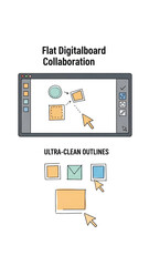 Visualizing seamless teamwork on a digital canvas with interactive elements and precise, clean outlines for modern collaboration and creative design