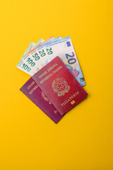 Italy passport for travelling, flying and doing business. Italian document, id