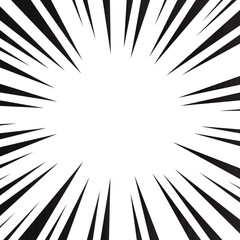 Obraz premium Comic speed lines background. Cartoon book sunburst background. Superhero radial line pattern frame. Manga anime explosion background. Pop art flash rays effect. Vector illustration.