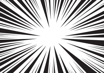 Obraz premium Comic speed lines background. Cartoon book sunburst background. Superhero radial line pattern frame. Manga anime explosion background. Pop art flash rays effect. Vector illustration.