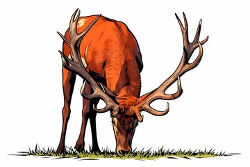 red deer nature habitat deer rut european wildlife illustration