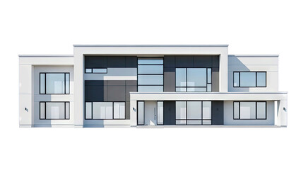 Modern House Exterior with Large Windows and White Facade