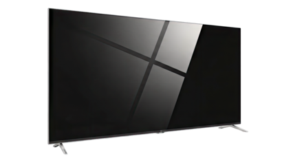 Modern TV Displaying Reflections on White Background