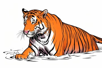 tiger shallow water illustration