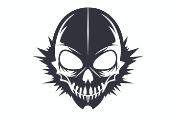 Decorative Skull Silhouette Design, Unique Art, Detailed Skull Illustration, Black and White