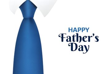 Happy Father’s Day Greeting with Blue Necktie and White Shirt Collar (Transparent PNG)
