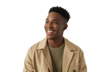 smiling man posing confidently and smiling . Isolated on transparent background, png