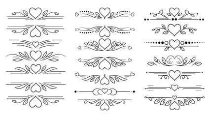 Elegant decorative floral and heart ornaments for design and craft projects