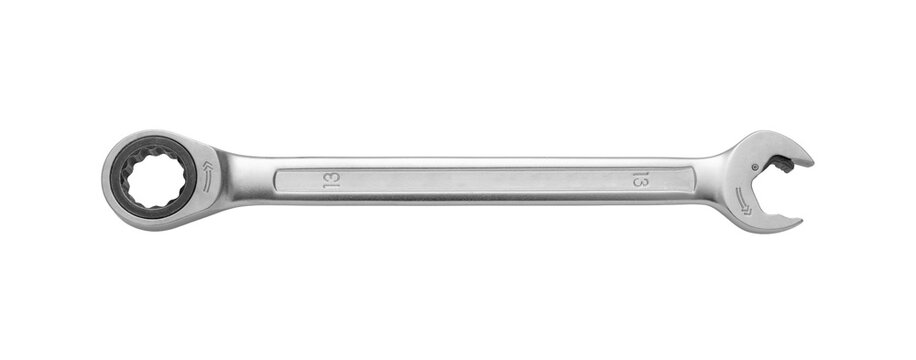Steel wrench size 13 mm isolated on white background, including clipping path