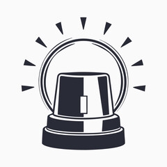 Line Art Car Silhouette Emergency Vehicle, Siren Lights, Symbol of Assistance, Alertness