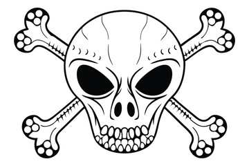 Skull & Crossbones Clipart Detailed Black Outline of Skull with Crossed Bones Design