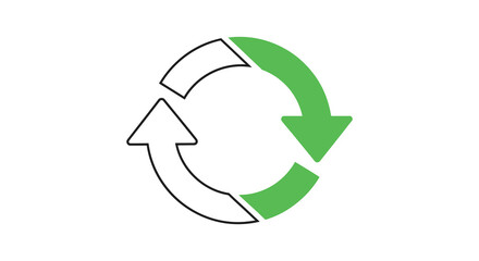 Circular recycling arrows in green and white a simple icon silhouette