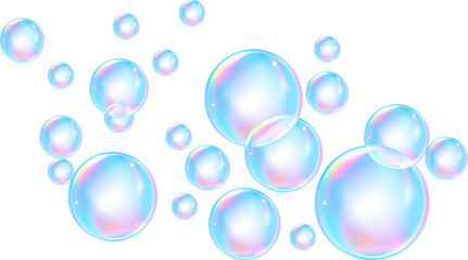 Blue fizzy air and water bubbles with sparkling collagen effect on light background.