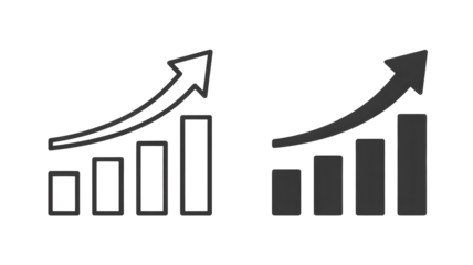 Ascending bar graph icons depicting growth and improvement