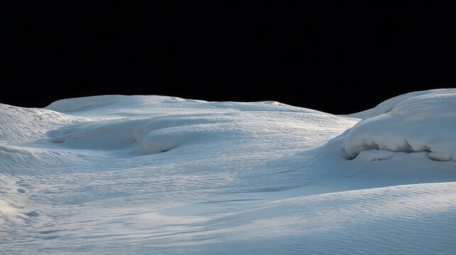 Realistic 3D Snow Drift Texture on Black Background