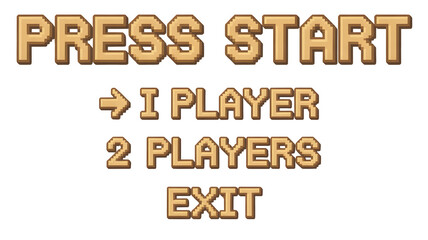 Retro 'press start' menu with one or two player options