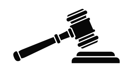 A black gavel and sounding block graphic a symbol of justice silhouette