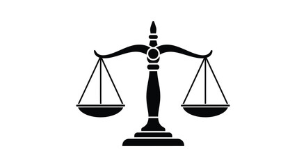 A black scale of justice illustration representing balance and legal concepts silhouette