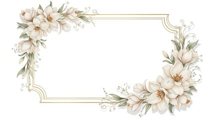 Elegant floral border design isolated on white background isolated on transparent background
