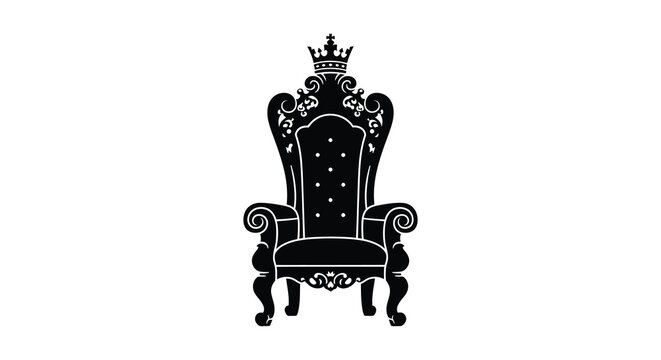 Elegant ornate throne chair in black and white a regal silhouette