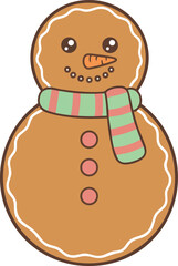 Obraz premium Winter Snowman Cookie Dessert Illustration