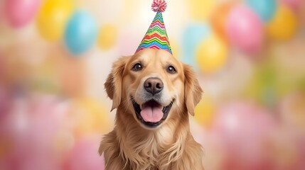 an image of a dog wearing a party hat