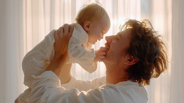 Eltern spielen liebevoll mit ihrem Baby im warmen Licht