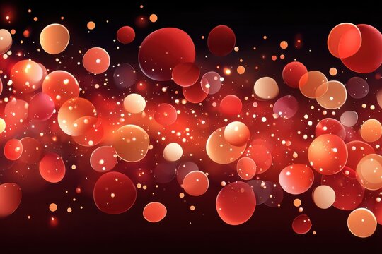 Red bokeh lights on a dark background creating warm, soft circular orbs for creative stock photography design - Powered by Adobe