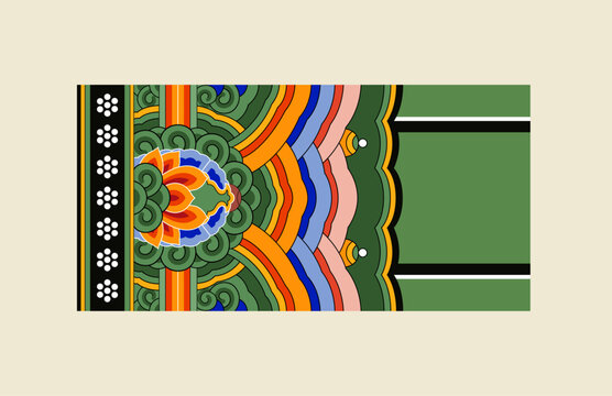 Korea Traditional Dancheong Pattern on Temple Pillar