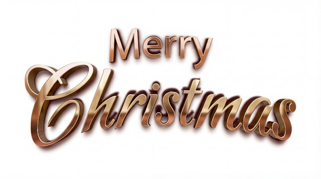merry christmas 3d white gold letters isolated on blank background PNG