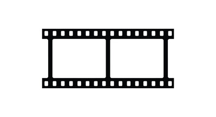 A black film strip with three frames a stark graphic silhouette