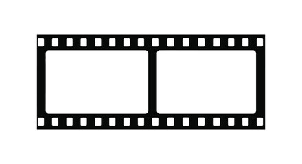 A black and white film strip with empty frames a striking silhouette