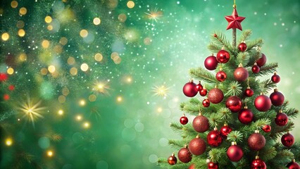 christmas tree with red balls christmas, xmas, ornament, new, merry, holly, red, vector, pine, fir, ball, tree, decoration, holiday, winter, celebration, year, card, december, bauble, gift,