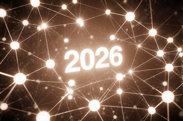 A futuristic network of glowing dots and lines, symbolizing connectivity and innovation in the digital age.