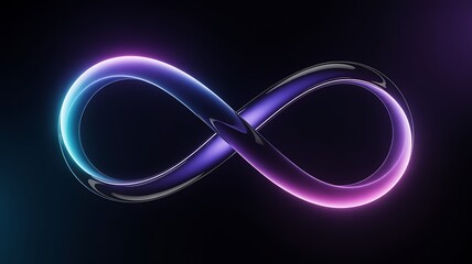 Glowing Neon Infinity Symbol 3D Render