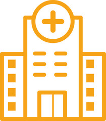 Orange hospital medical building clinic icon vector illustration