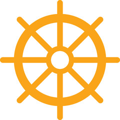 Obraz premium Orange ship wheel helm nautical navigation icon vector illustration