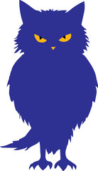 Blue Halloween spooky owl bird icon vector illustration