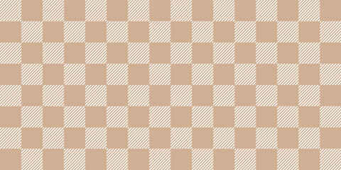 Gingham seamless pattern. Beige and white vichy background texture. Checkered tweed plaid repeating wallpaper. Natural nude fabric and textile swatch design. Vector
