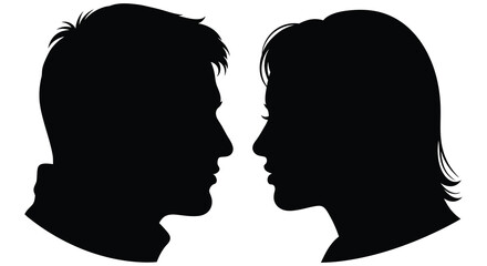 A striking profile view of a man and woman facing each other silhouette © MIRAJ02