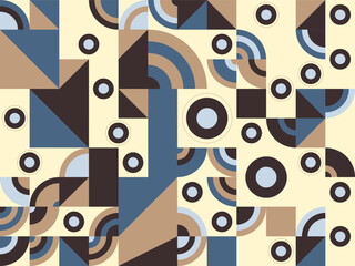 Seamless abstract vector pattern with colorful geometric retro circles, textile design illustration