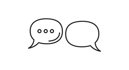 Two speech bubbles one with ellipses a simple black outline silhouette
