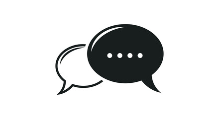 A simple black speech bubble design with ellipsis a dark silhouette