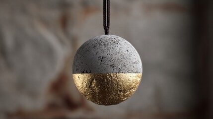 Ceramic Ornament with Gold Leaf and Copy Space