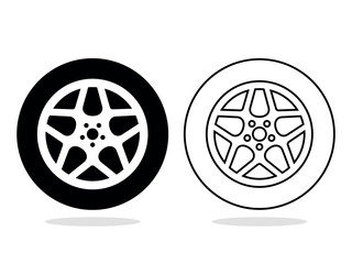 Car wheel icon. Vector illustration