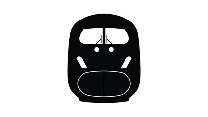 Simple black and white illustration of a front facing train locomotive © Nasima