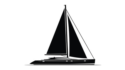 Elegant sailboat silhouette against a white background showcasing nautical design